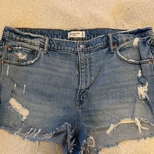 Abercrombie & Fitch Distressed High Rise Denim Short size 34/18